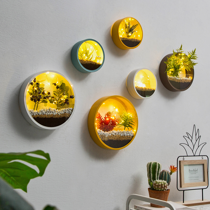 Jern kunst gennemsigtig glasvæg vase hjem stue restaurant kontor væg planter sukkulent plante hængende urtepotte