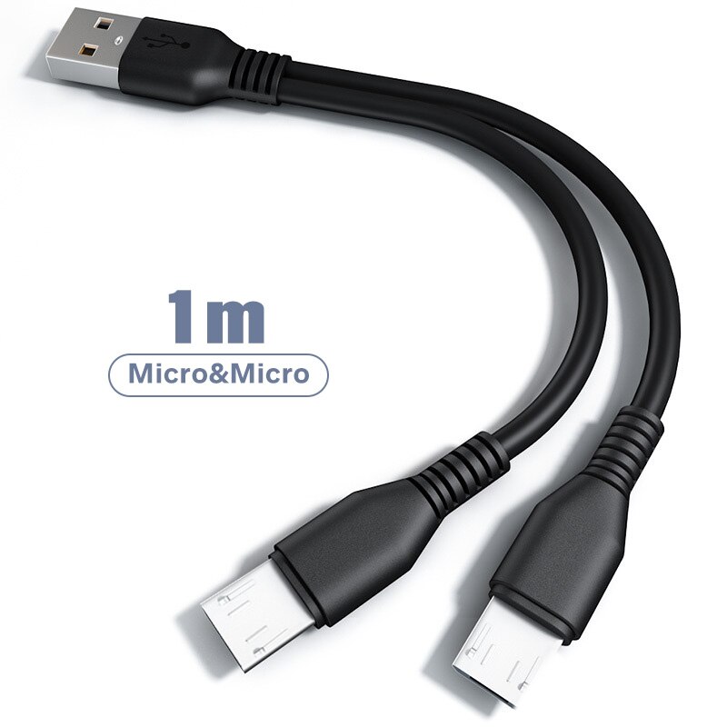 2 em 1 usb c cabo do telefone móvel carregador cabo divisor micro usb curto cabo para vivo oppo tipo c cabo de carga para xiaomi huawei: micro usb 1to2 1m