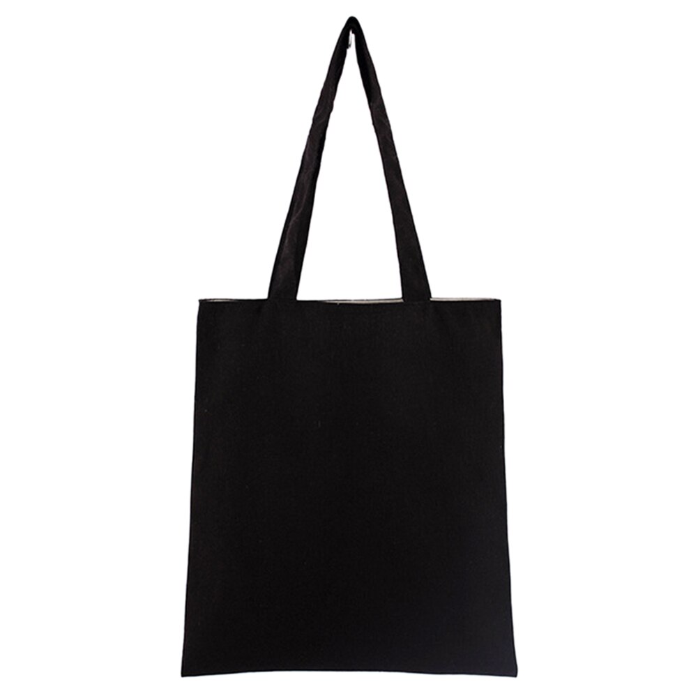 Sac fourre-tout en coton doux, réutilisable, lavable, polyvalent, naturel, universel, solide, , facile à utiliser, rangement pour les courses scolaires: Black