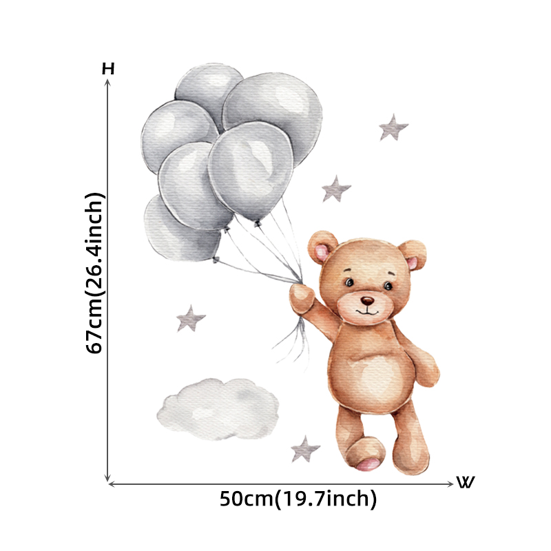 Standing Teddy Bear with Pink Grey Balloons Wall Stickers for Kids Room Baby Nursery Room Decoration BABY Shower Wall Decals PVC: Bear 109