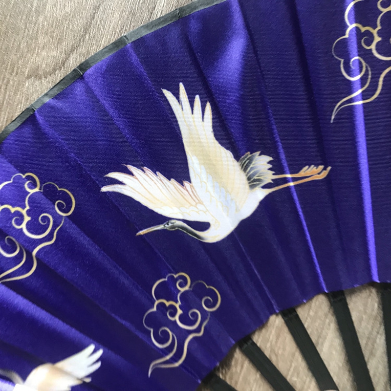 Éventail de Danse Japonais en Soie et Bambou, Pliable, Artisanal original de style Vintage Rétro Chinois pour Décoration de la Maison