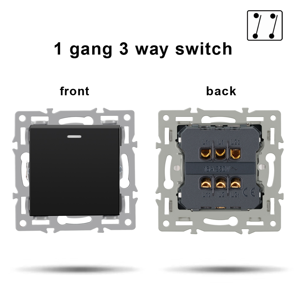 NYWP wall-mounted module diy European standard black tempered crystal glass panel socket LED light switch button function combi