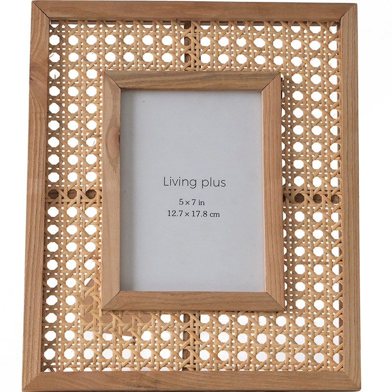 Rattan picture frame for wall art Nordic Wall Photo Frame Rectangle Japanese Desktop Picture Frame Display