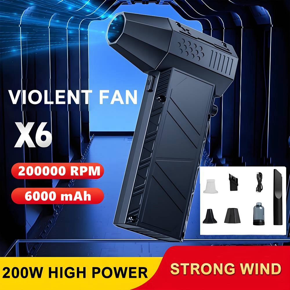 X6 Violent Fan 200000RPM Powerful Air Blower X9 Vacuum Dust Cleaner Type-C Charging Strong Wind 53m/s Brushless Turbo Jet Blower