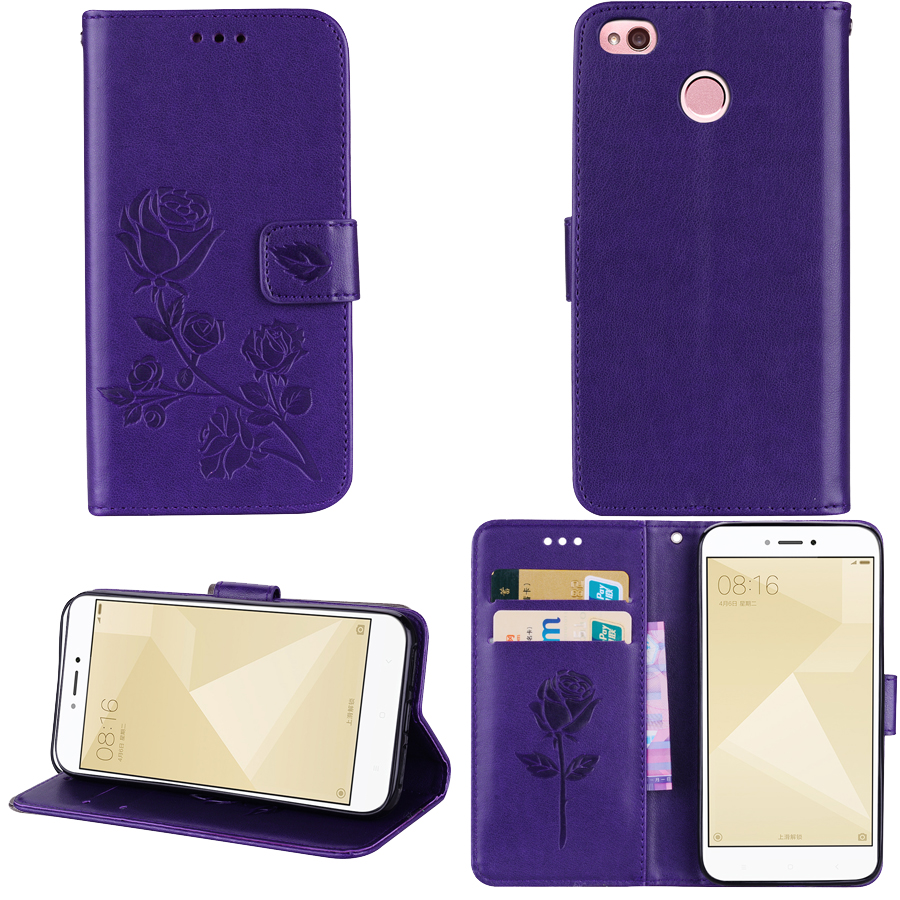 Xiaomi Redmi 3 S Case Leather Case Back Cover Voor Xiaomi Redmi 3 S PRO Rose Bloem Telefoon Gevallen redmi 3 PRO 3 S Cover: Purple