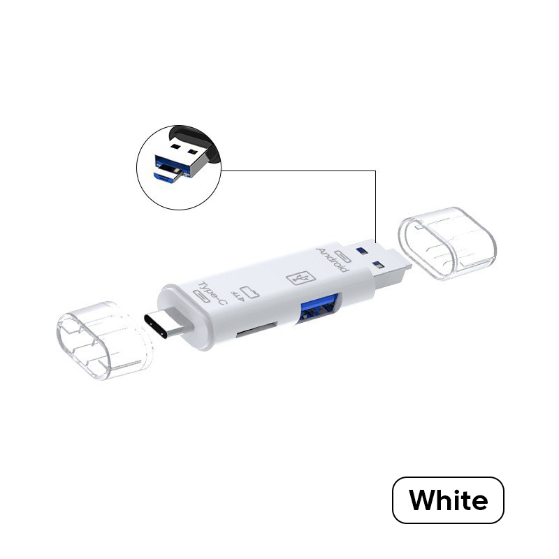 Szybki uniwersalny OTG 6 w 1 wielofunkcyjny czytnik kart USB i USB C i Micro TF Adapter MicroSD do przedłużacza komputera przenośnego: Rose Gold