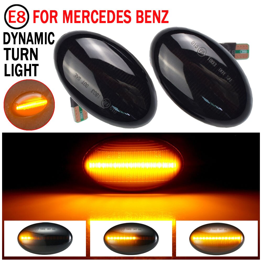2 pces para benz smart w450 w452 a-class w168 vito w639 w447 citan w415 led indicador de luz de marcador lateral dinâmico repetidor: Default Title