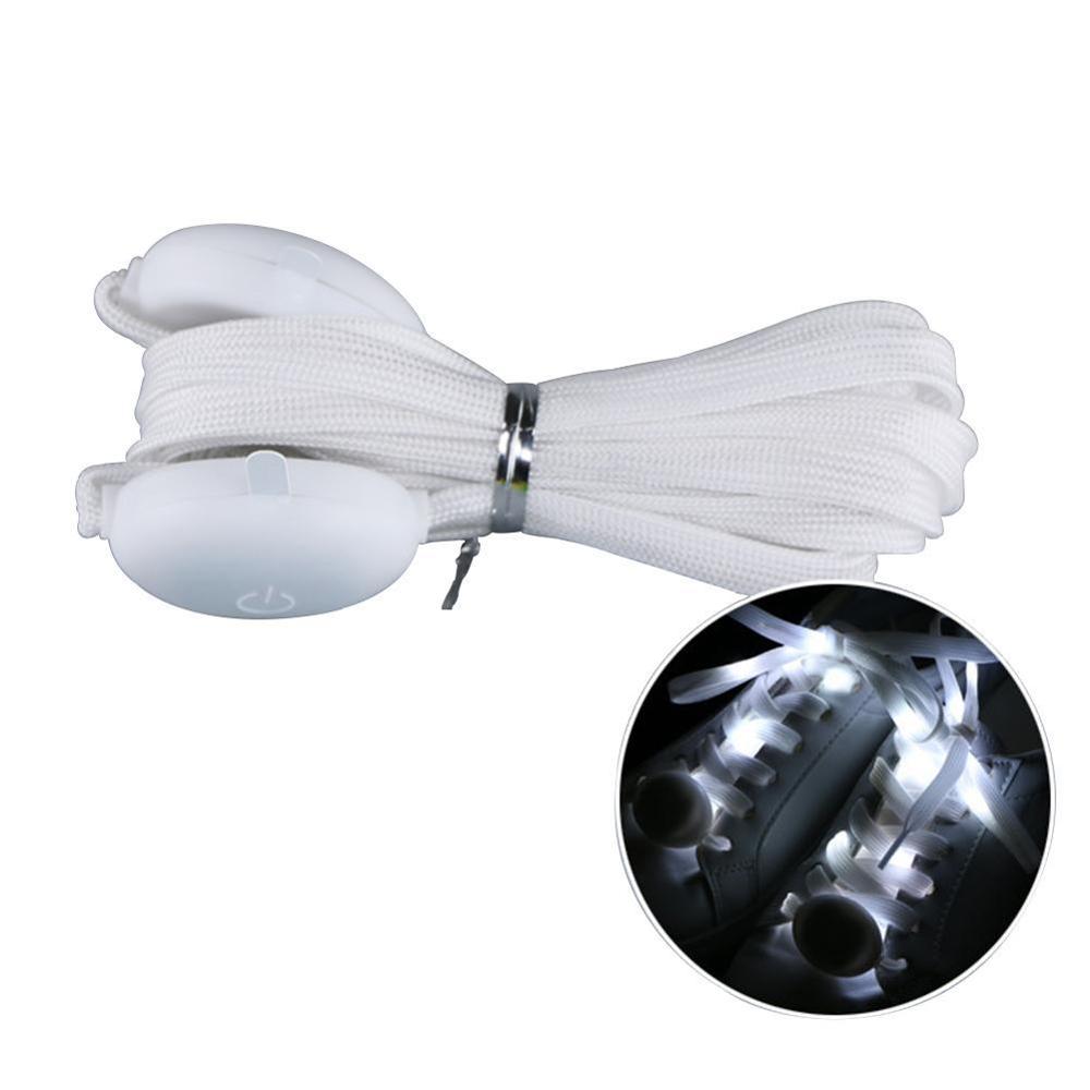 1 paar 120CM LED Schoenveters Cool Lichtgevende Knipperende Veters Disco Party Light Up Glow Nylon Band: white shoelace