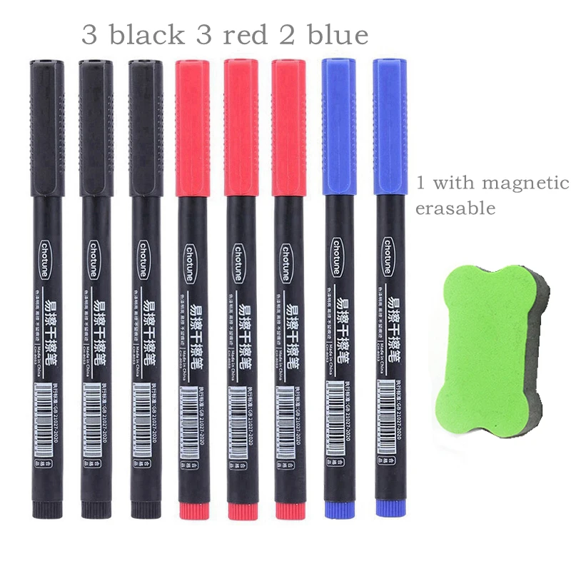 4/8 Stuks Uitwisbare Whiteboard Pen 0.5 Mm Fijne Punt Zwart/Blauw/Rood Schoolbord Marker School kantoor Kunst Schrijven Briefpapier Leraar: Roze