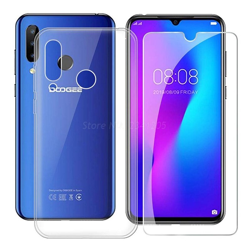 morbido Nero TPU di Caso per Doogee N20 Trasparente Cassa Del Telefono per Doogee Y9-Silicio Caso con Temperato di vetro su doogee N20 astuccio: For Doogee N20 / chiaro Case e Glass