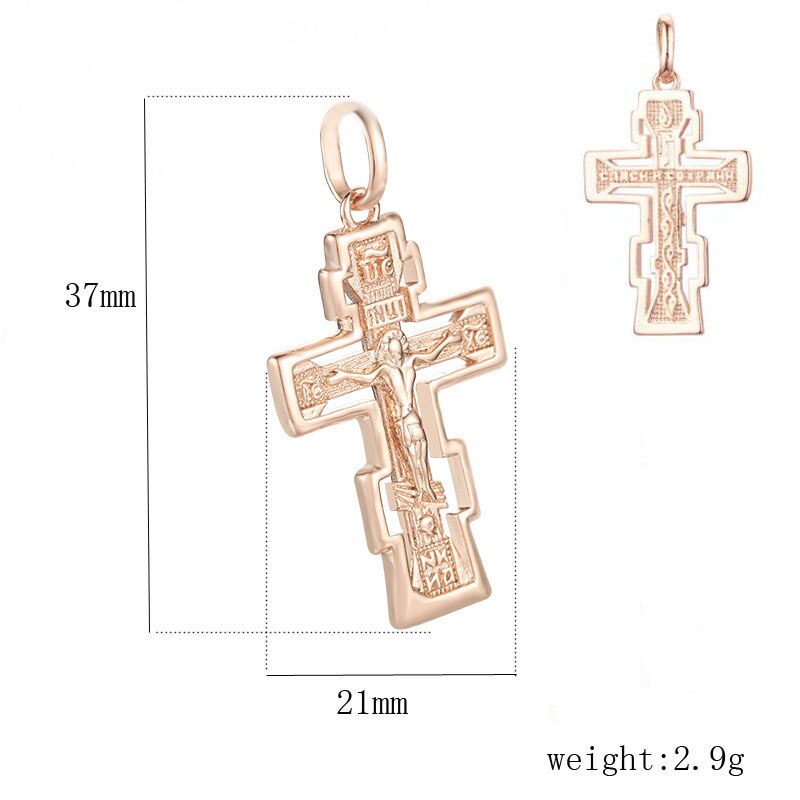 FJ 9 Style Jewelry Women Mens 585 Gold Color Crucifix Pendant Orthodox Cross Jewelry