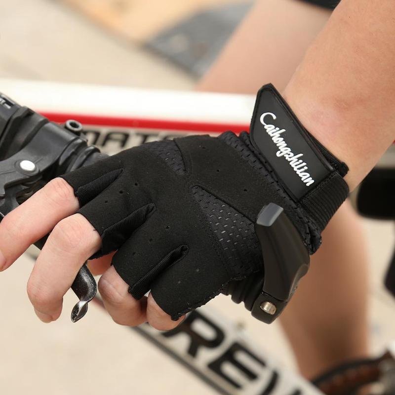 Sport Fitness Anti-Zweet Anti-Slip Outdoor Fietsen Ademende Half Vinger Handschoenen Zwart Grijs Fietsen Accessoires L/xl