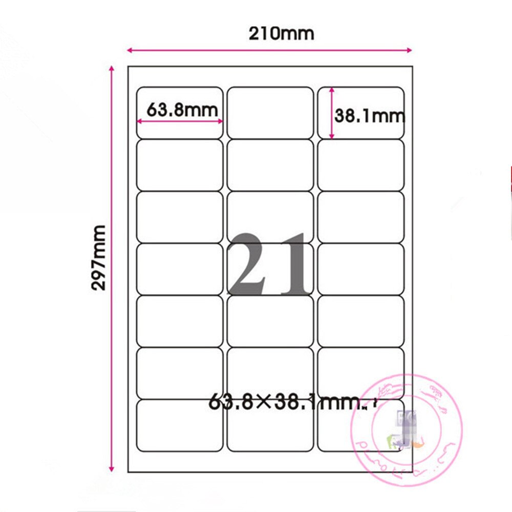 Matt vit 9 storlekar  a4 kradt papper fyrkantig rund vinkel utskrivbara pappersklistermärken återförsäljar express kraftpappersetiketter: 6.38 x 3.81cm 630 st
