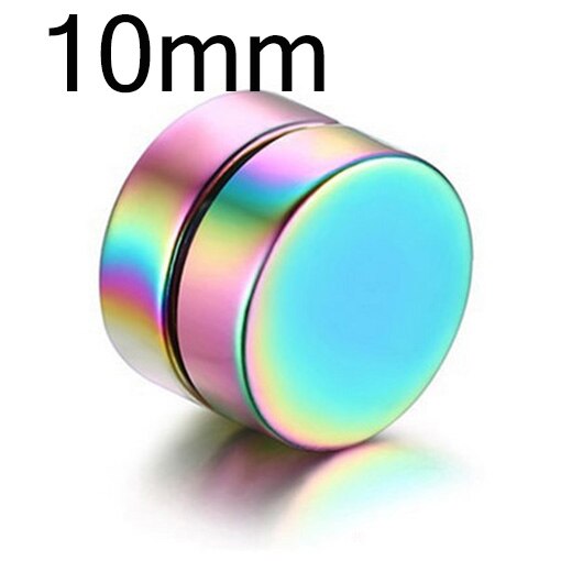 Runde SchöNe Kreis Nicht durchbohren 1PC Starke Magneten Magnet Ohr Mens Clip etwa6mm/8mm/10mm/12mm5 Farben Mädchen Ohrringe: 10mm Regenbogen