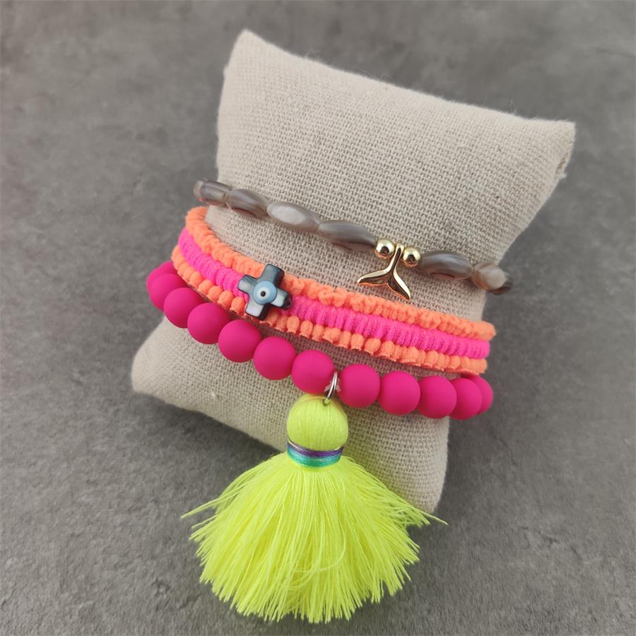 Boho Lucky Evil Eye Armbanden Voor Vrouwen Witte Kleur Handgemaakt Rubber Touw Gouden Armband Sieraden Kwast Armband Vrouw