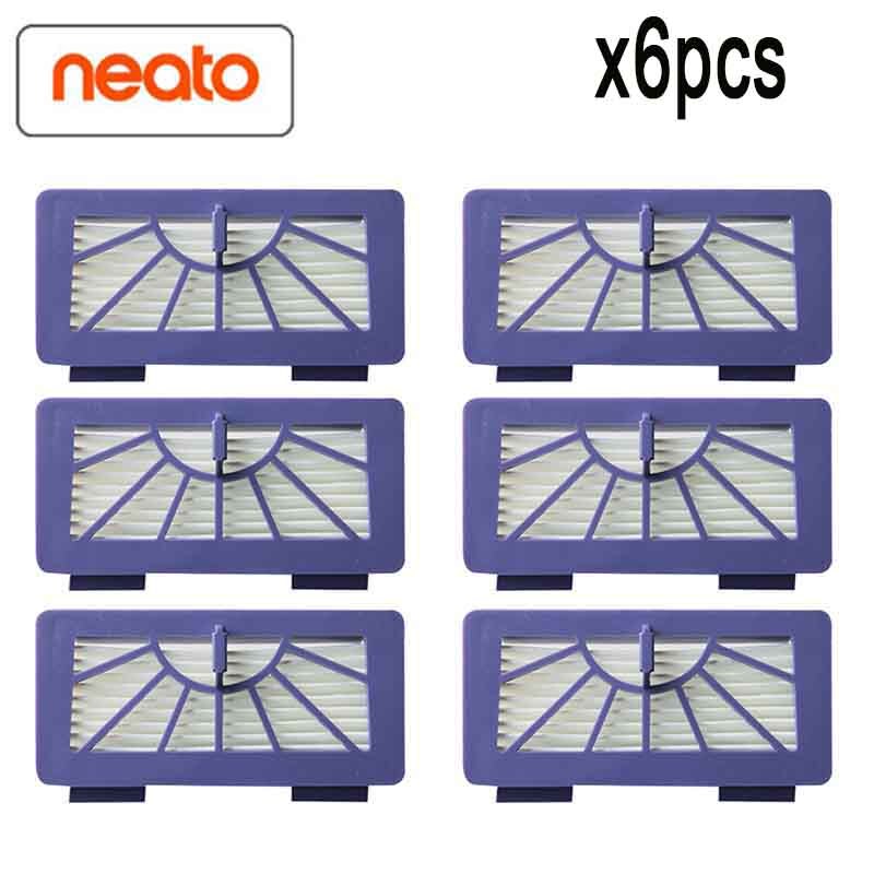 Brosse à rouleau + filtre HEPA pour Neato XV-21 XV Signature Pro XV-11 XV-12 XV-15, brosses à rouleau courbes de remplacement: 6pcs
