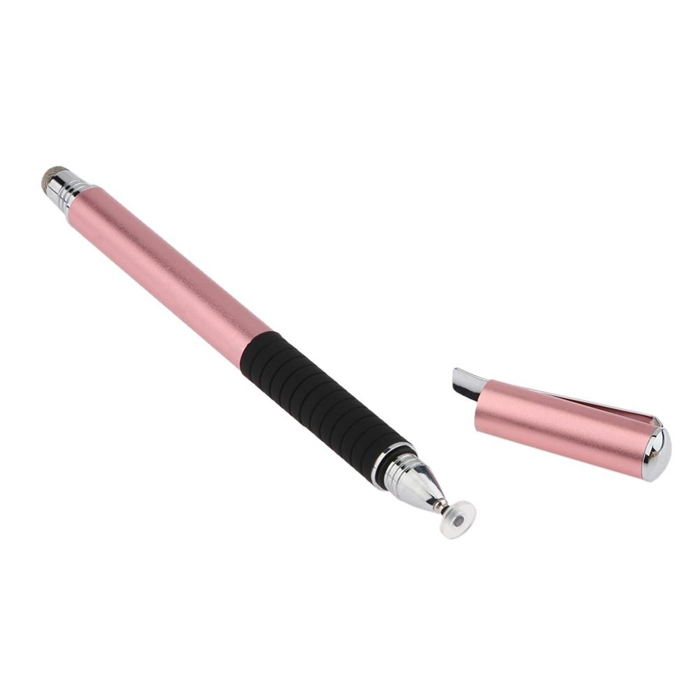 2 en 1 écran tactile capacitif dessin stylet stylo avec stylo chapeau Portable stylo pince pour iPhone téléphone intelligent tablette PC ordinateur: Rose Gold
