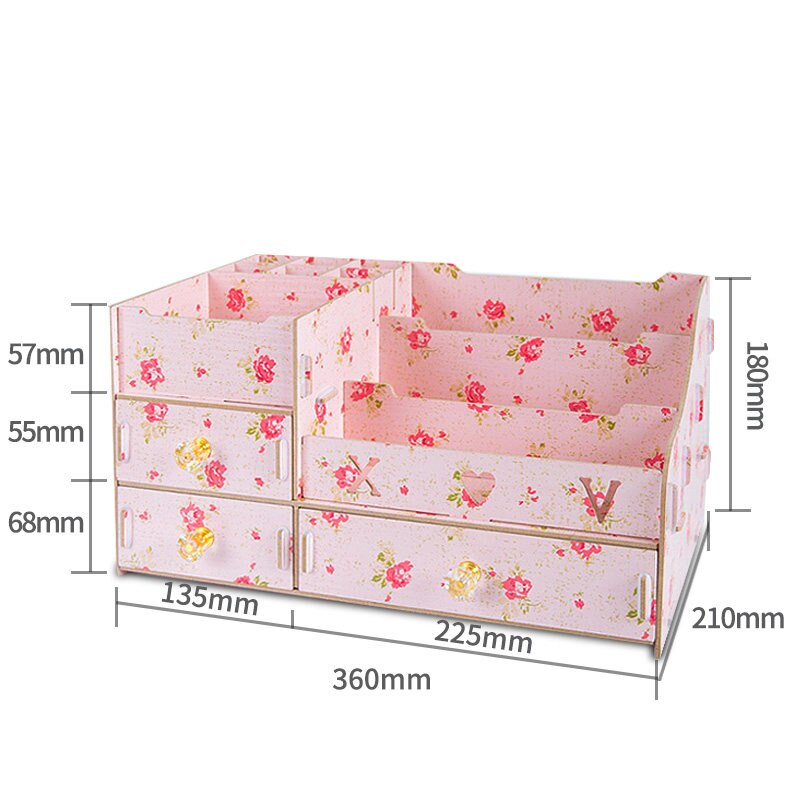 Multifunktions træ desktop opbevaringsboks makeup organizer taske kosmetisk opbevaringsboks gør det selv store makeup organizer skuffer