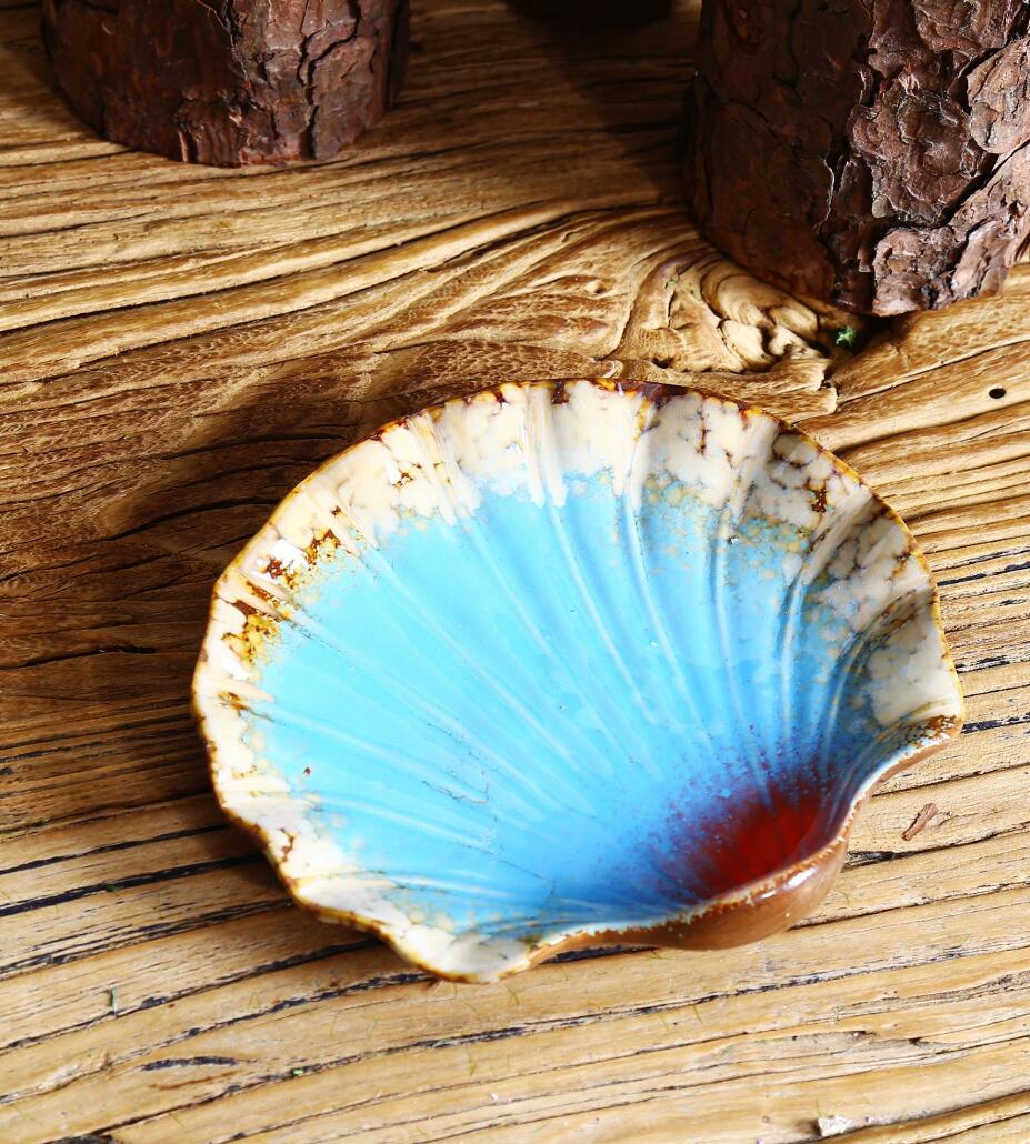 plato cerámico para fruta estrella de mar/concha/placa con forma de caja de jabón platos para la cena pequeño plato lindo artesanías de decoración
