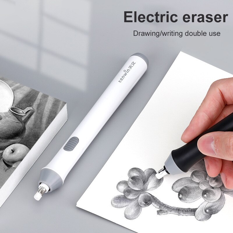 FS Adjustable Electric Rubber Eraser With Rubber Refills Battery Power For Sketch Drawing Erasing School Stationery Supplies