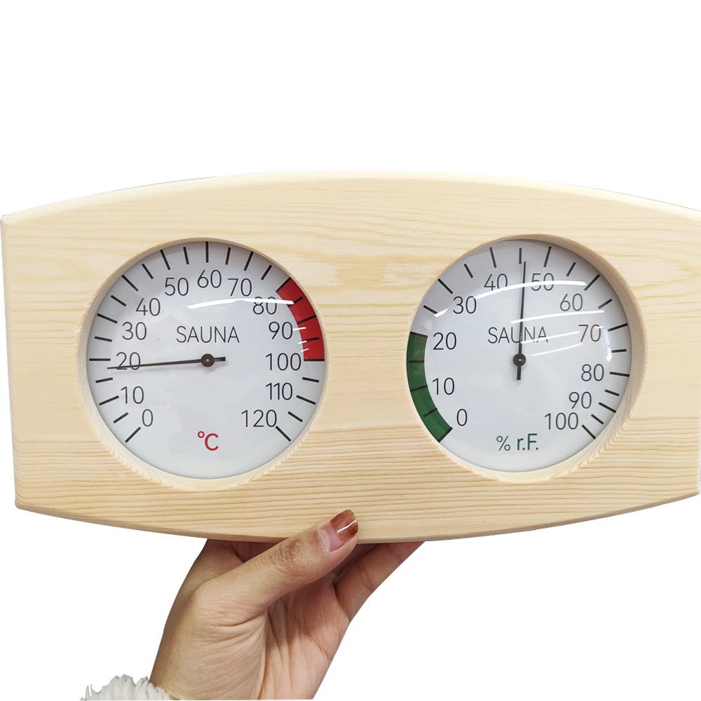 Lighten Up 2 In 1 Sauna Room Wood Thermometer Hygrometer Steam SaunaRoom Thermometure Instrument Humidity Meter Sauna Indoor Use