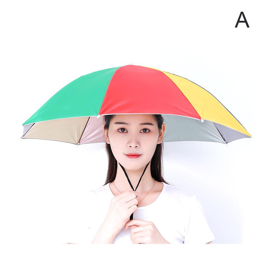 Portable Rain Umbrella Hat Foldable Outdoor Shade Beach Hats Hiking Wear Cap Waterproof Umbrella Fishing Campi A9i7: A