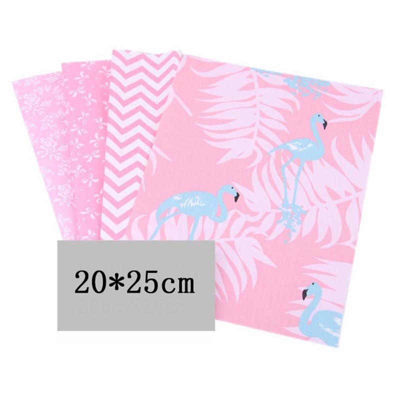 4 draps/ensemble 20x25CM coton Patchwork vêtements tissu accessoires de couture tissu d'impression florale matériel bricolage à la main couleur mélangée: 7 Flamingo
