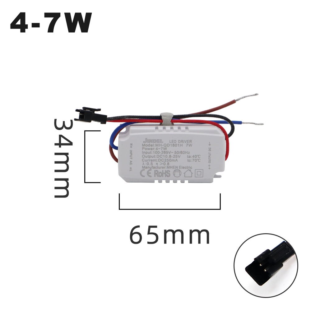 Ac100-265v vakiovirta led -ohjain  dc5.4-360v led -ohjain 250ma vakiovirtalähde 2-5w 4-7w 8-12w 13-18w 80-100w: 4-7w