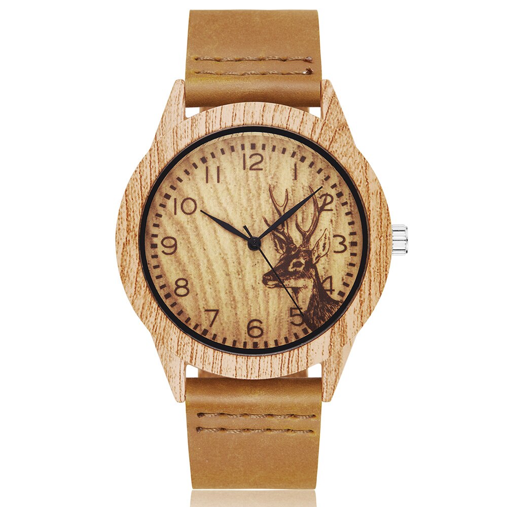 Træ ure kvinder mænd kvarts armbåndsure afslappet træfarvet læderrem ur reloj mujer kvinders ur montre homme