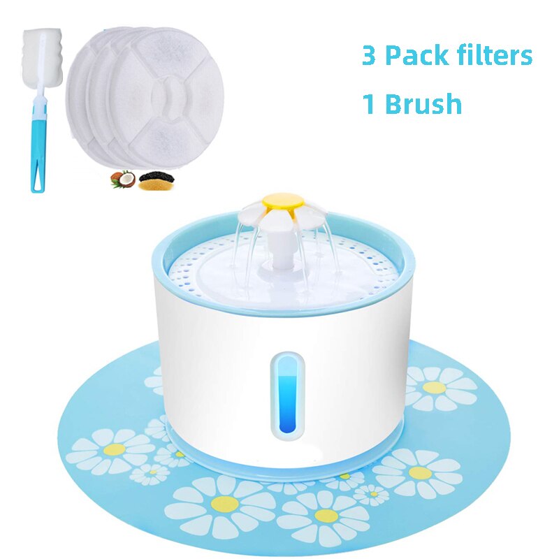 Automatyczny karmnik dla psa poidełko-fontanna dla kota kryty USB doprowadziło 2.4L ultra cichy dozownik robić picia dla psa szczeniak robić karmienia fontanny miski: B-Mat-3 filters