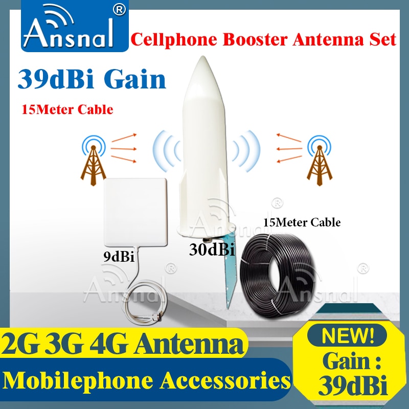 39dBi – panneau d&#39;antenne omnidirectionnel 2g/3g/4G, 700-2700mhz, câble de 15 mètres pour Booster de Signal 2G/3G/4G