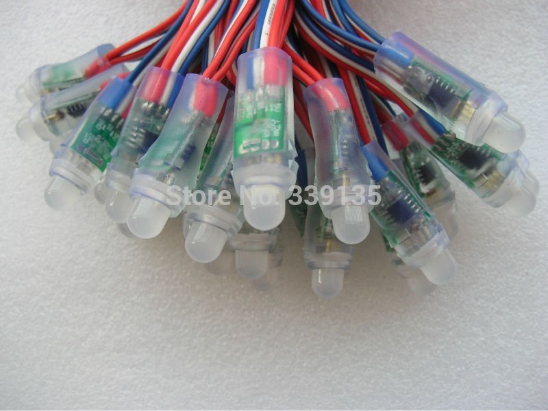 DC12V 12mm WS2811 led pixel module string light, full color led module; Round shape, 50pcs/string, Waterproof IP68, DC12V input