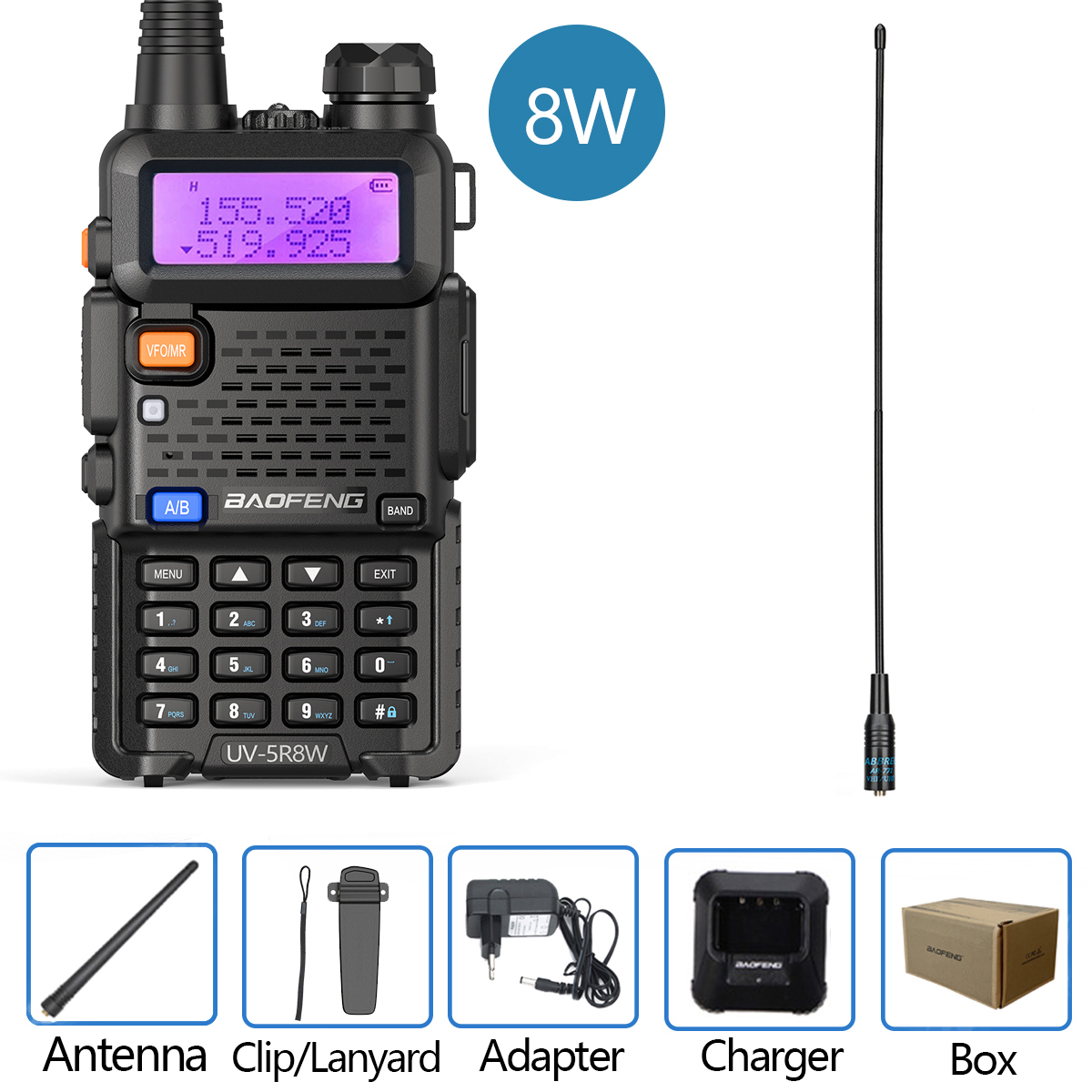 Baofeng Walkie Talkie UV 5R 5W 8W Dual Band Ham Two Way Radio Vhf Uhf FM Radio Handheld Transceiver Jagd 16KM: green / American