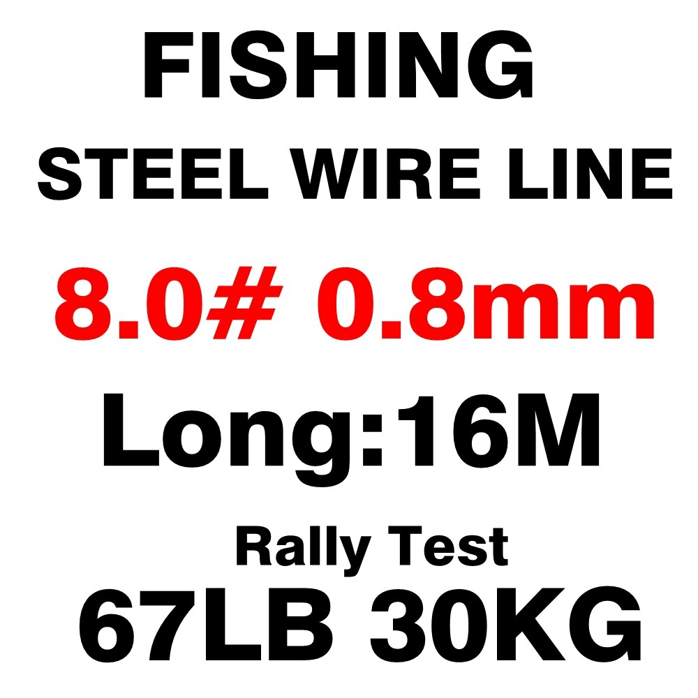 Fishing steel wire Fishing lines 50m-8m max power 7 strands super soft wire lines Cover with plastic Waterproof: Diameter 0.8mm