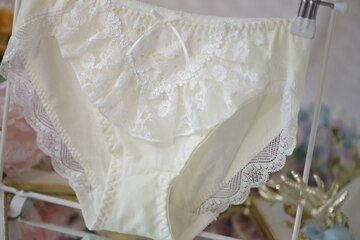 Culotte tanga en coton avec chaîne Unique en dentelle, 100% vraies photos, M L XL, mignonne princesse Kawaii, WP380: Yellow / L