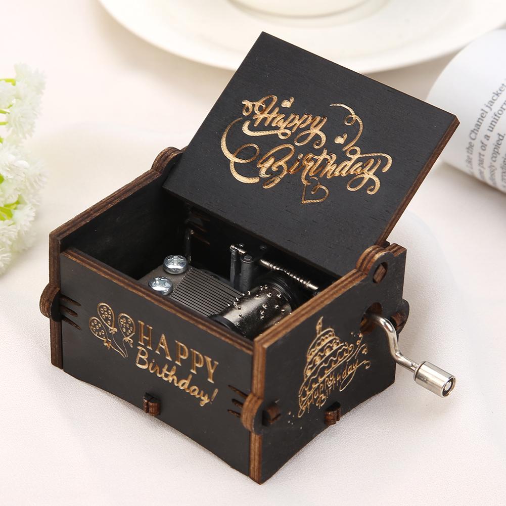 Carved Hand Cranked Musical Box Red Wooden Manual Child Birthday Children/friends Christmas Birthday