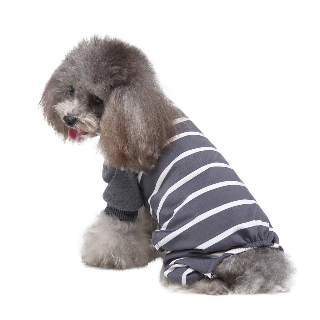 Classic Stripe Dog Shirt Cheap Dog Clothes For Small Dogs Summer Chihuahua Tshirt Cute Puppy Vest Terrier Pet Clothes#Y30: Gray / L
