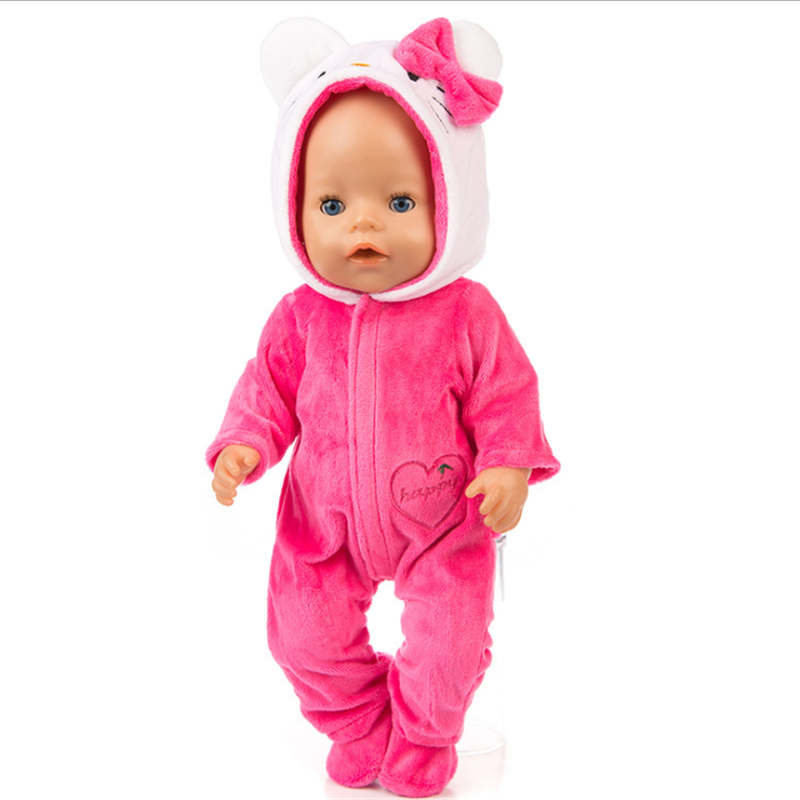 pass 17 tommers født baby 43cm dukke klær tilbehør 3- stykke lue rose kjole til baby bursdag festival: Q -112