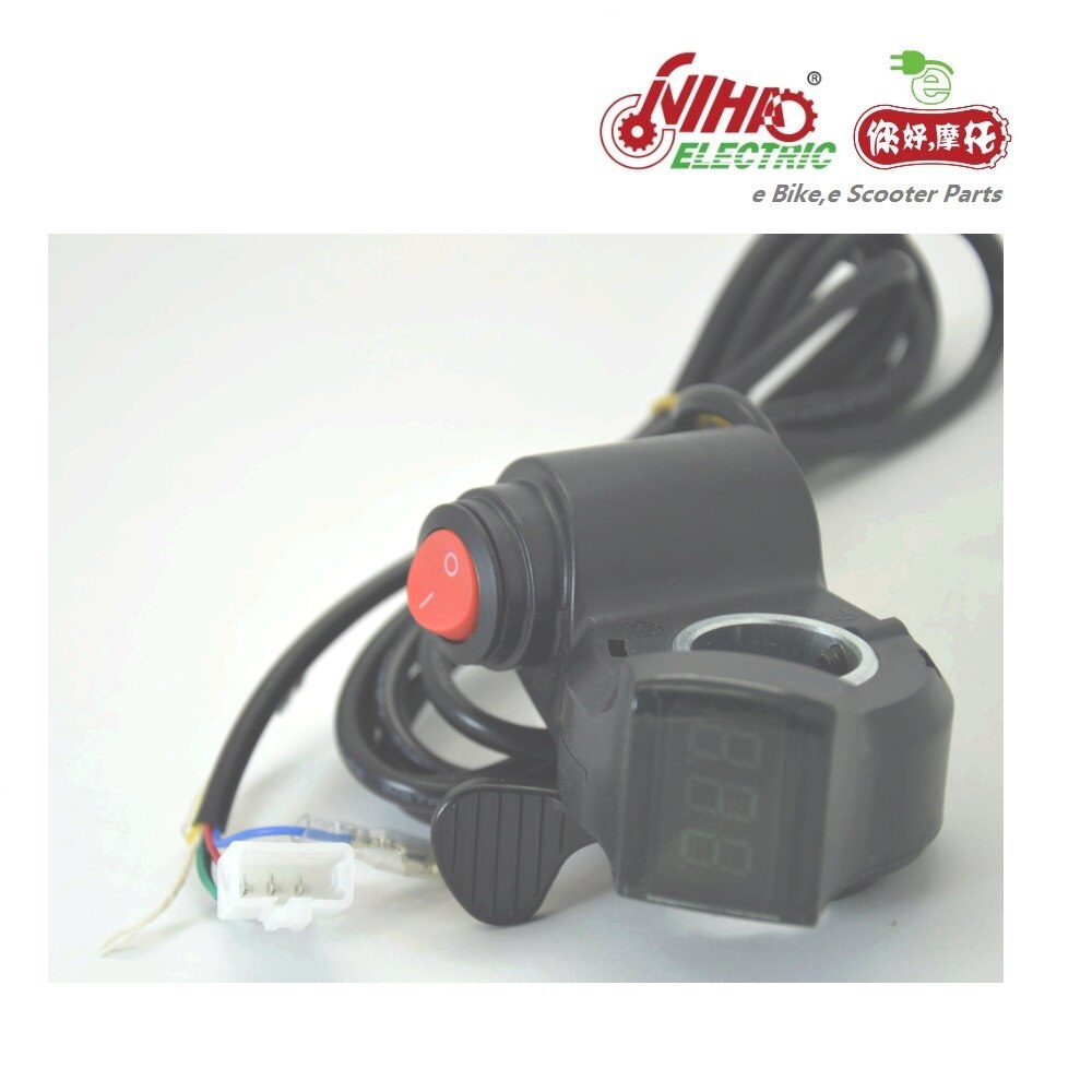 22 E-BIKE Thumb Throttle with LCD Digital Battery Voltage Display and Power Switch E bike Bicycle Electric Scooter eBike ZTECH