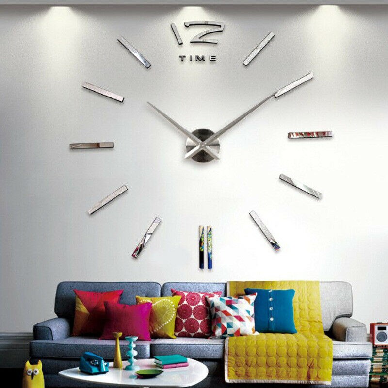 Espejo de pared grande 3D moderno, Espejos decorativos, superficie, reloj de pared, pegatina para casa, oficina, habitación, espejo DIY, decoración, recién llegado