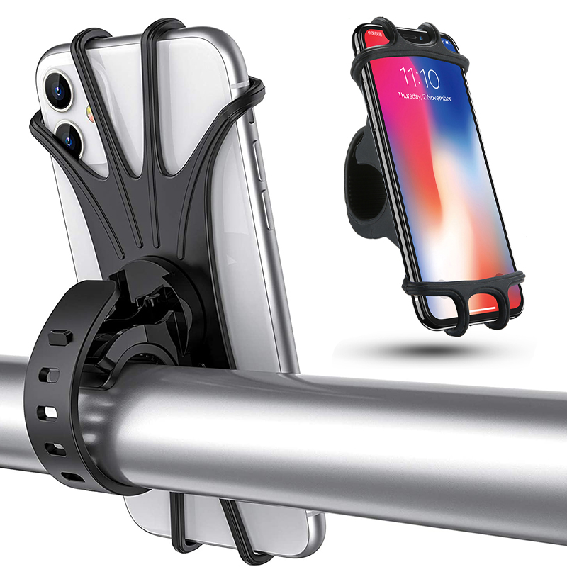Universal Shockproof Elastic Silicone Mount Phone Holder Stand Riding Cycling Moto Bicycle MTB Bike Phone GPS Support Bracket