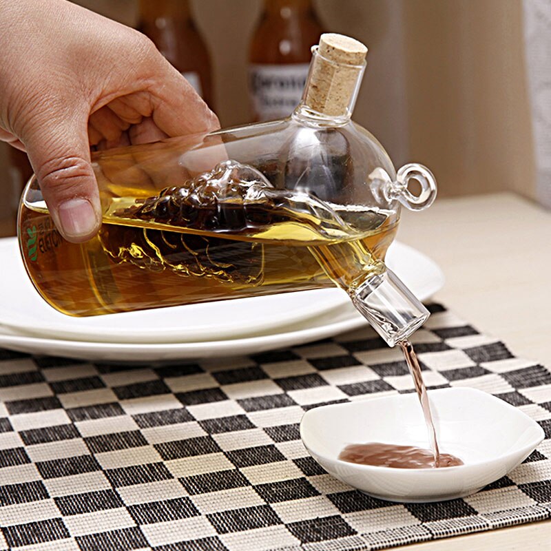 Recipiente de vidrio para salsa de soja y vinagrera de vinagre, botella de aceite y vinagre, bote de condimentos, suministros de cocina