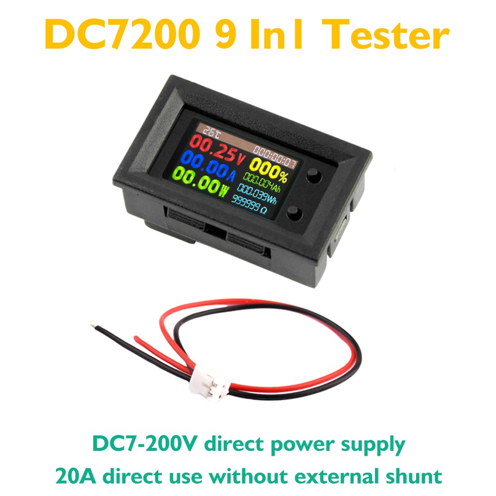 DC 0-200V 20A Voltmeter Ammeter KWS Power Energy Meter LED Digital DC Wattmeter Meter 9-in-1 Multi-function Measuring Instrument: Red