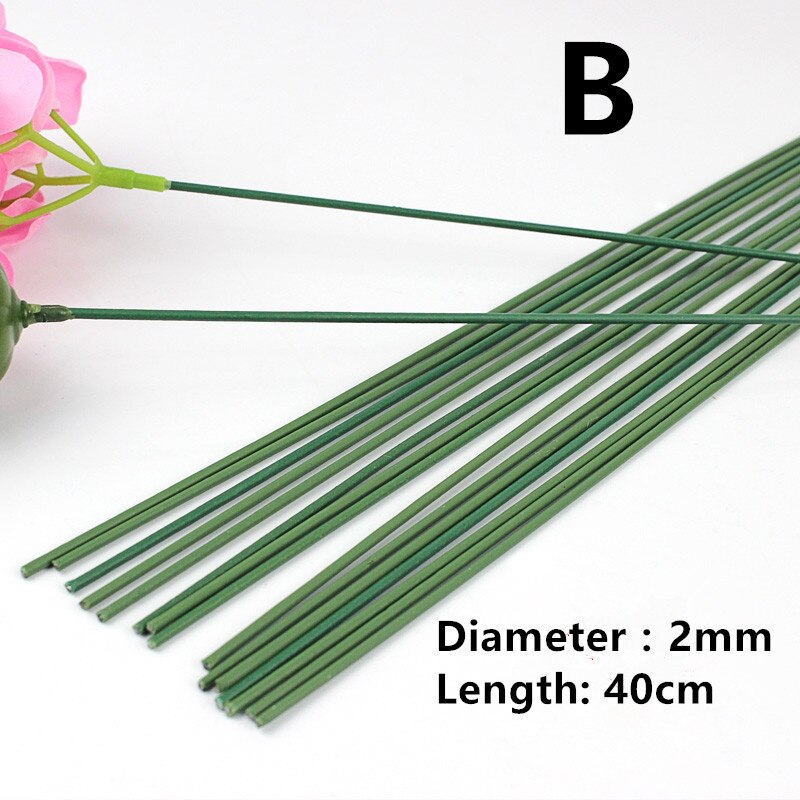 (5pcs /lot) Green Artificial Flower Stems Pole Flower Branch For Atificial Flower Head Accessory Diy Rod Material: B-40cm