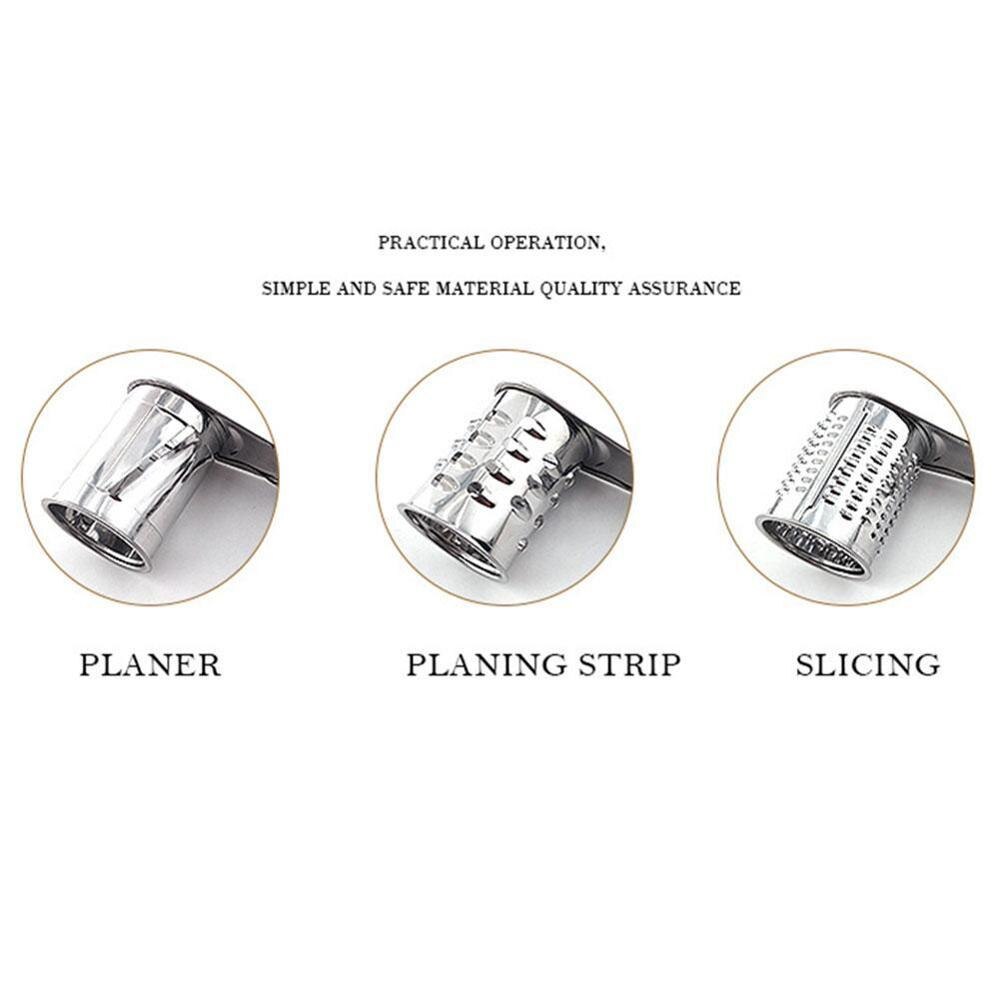 Steel Cheese Cutter Rotary Vegetable Cutter Shredder Interchanging Rotary Drums Slicer 3 Cylinders T1L7