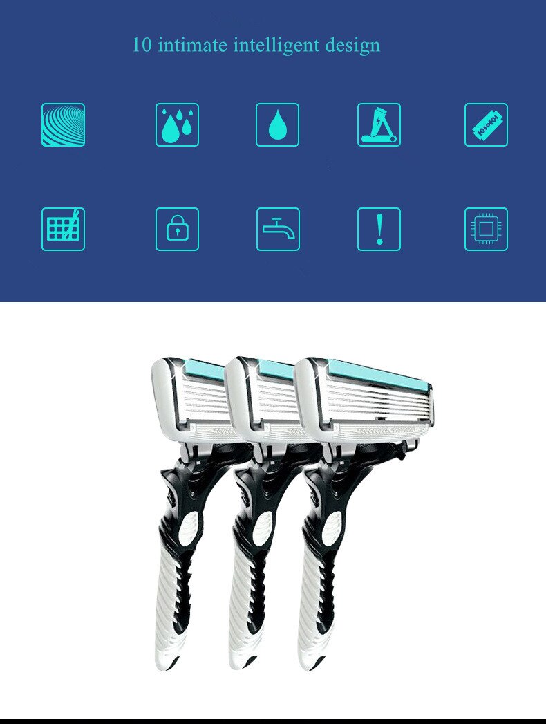 1pc / 3pcs men's razor shaving box shaver 6-layer straight shaver Brand original razor 6-layer shaver men's razor