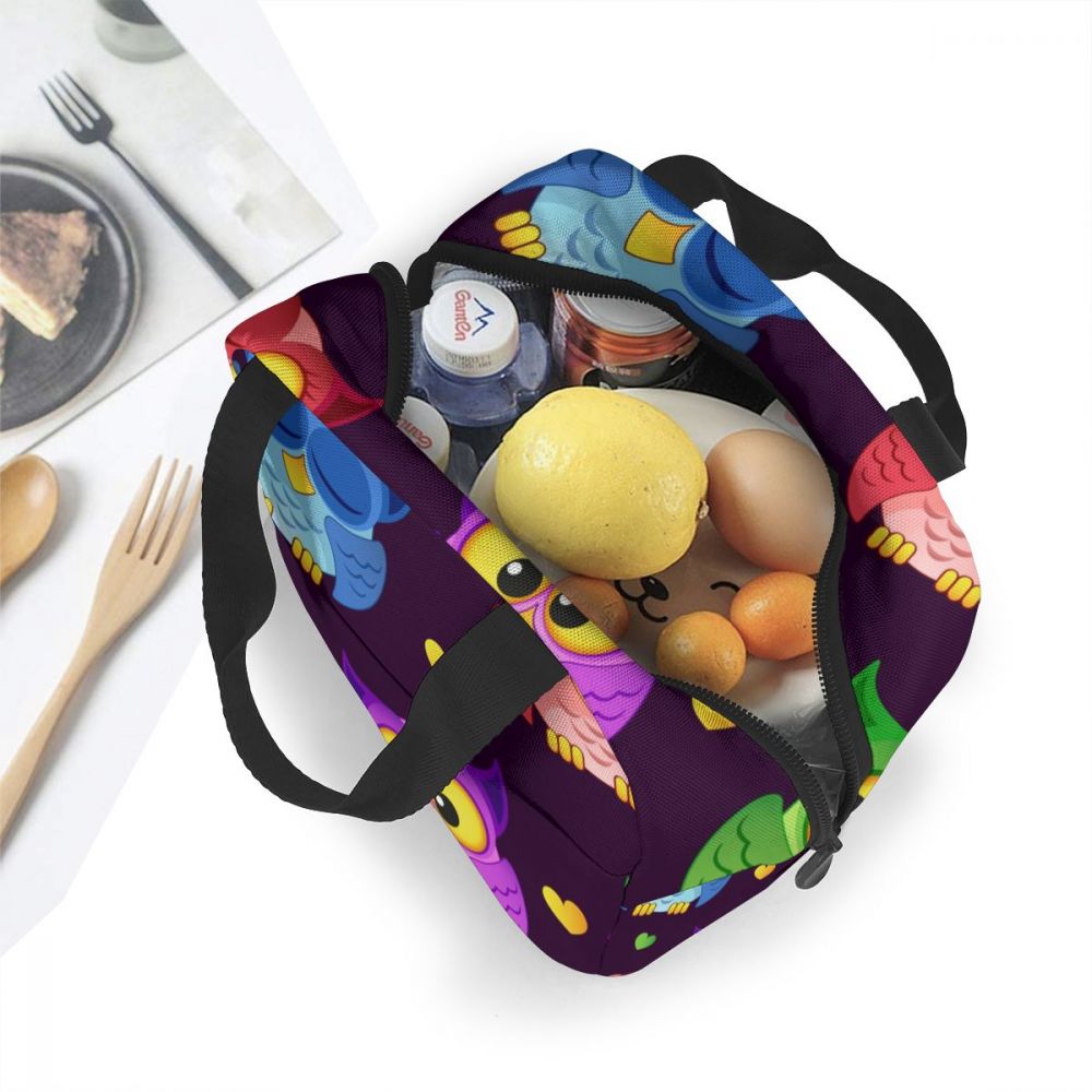 Nette Bunte Eulen Kühltasche Tragbare Reißverschluss Thermische Mittagessen Tasche Bequem Mittagessen Kasten Tote Lebensmittel Tasche