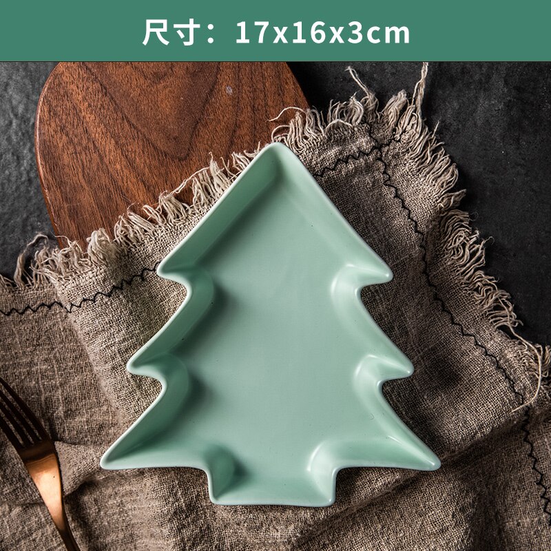 Christmas Tree Plate Ceramic Tableware Profiled Matte Breakfast Fruit Salad Dessert Western Plate Restaurant Kitchen Tableware: M-small