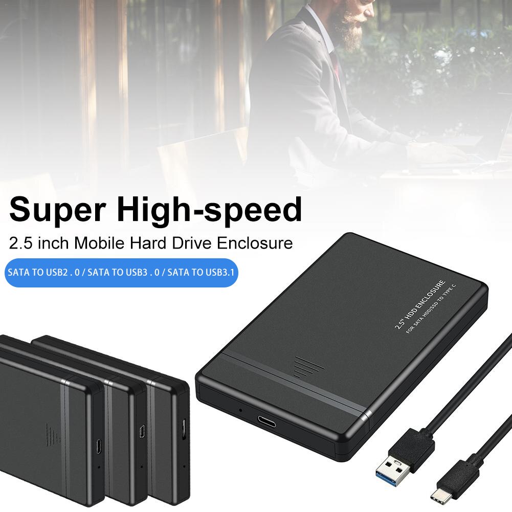 2.5 inch USB2.0/USB3.0/USB3.1 SATA HDD SSD Enclosure Box 5bps Hard Drive Disk Box Mobile External Case for Laptop Notebook PC