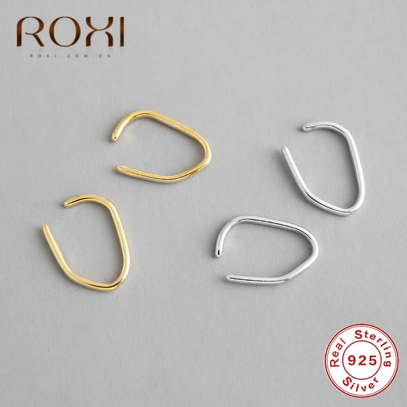 ROXI 1Pair Ear Clip Simple Jewelry Cartilage Ear Wrap No Piercing Clip On Earrings for Women 925 Sterling Silver Earring